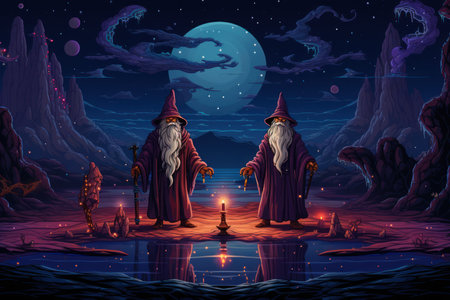 Wise and Powerful Wizards - Generative AIの写真素材