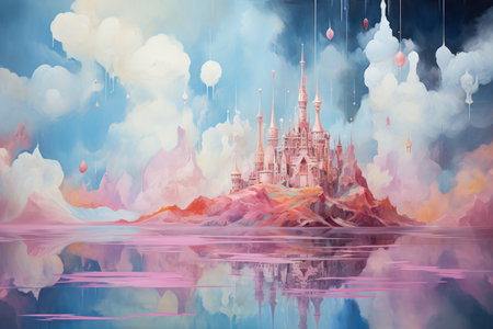 Whimsical cloud castles, floating high above the world, accessible only to dreamers - Generative AIの写真素材