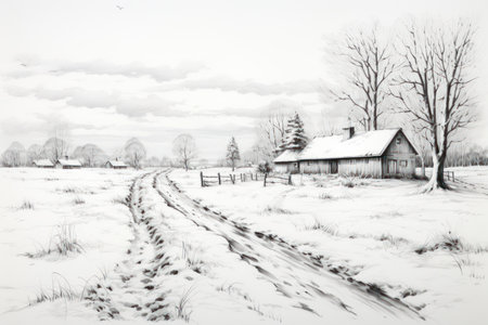 Snow-Covered Landscapes - Generative AIの写真素材