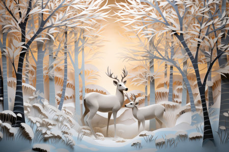 Wildlife in Winter - Generative AIの写真素材