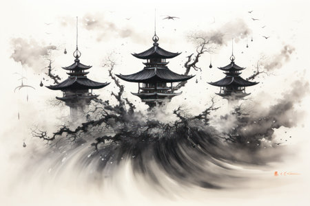 Whirling sandstorm djinns, granting three wishes to those who find their lamp - Generative AIの写真素材
