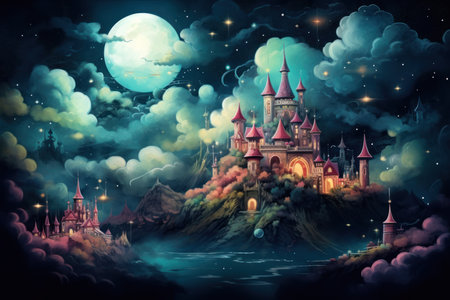 Whimsical cloud castles, floating high above the world, accessible only to dreamers - Generative AIの写真素材