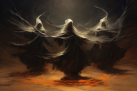 Whirling sand dervishes, harnessing the power of desert winds in mesmerizing dances - Generative AIの写真素材