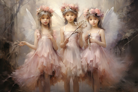 Whimsical sugarplum fairies, bringing sweetness and joy to the holiday season - Generative AIの素材