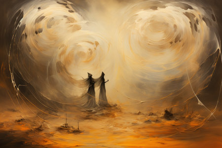 Whirling sandstorm djinns, granting three wishes to those who find their lamp - Generative AIの写真素材