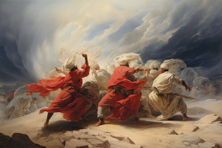 Whirling sand dervishes, harnessing the power of desert winds in mesmerizing dances - Generative AIの写真素材