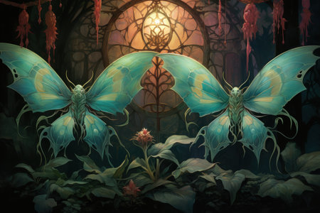 Lunar Moth Guardians - Generative AIの写真素材
