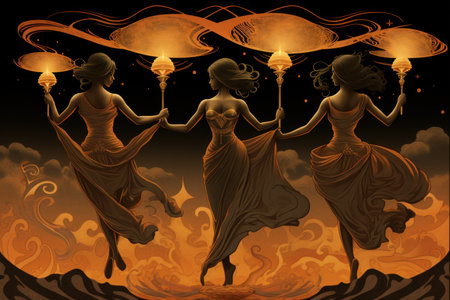 Whirling sandstorm djinns, granting three wishes to those who find their lamp - Generative AIの写真素材