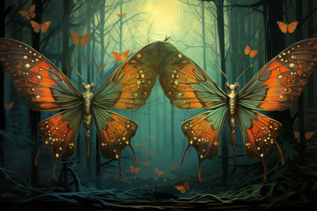 Lunar Moth Guardians - Generative AIの写真素材