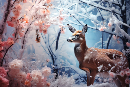 Wildlife in Winter - Generative AIの写真素材