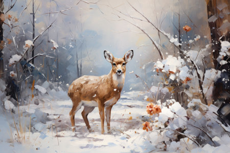 Wildlife in Winter - Generative AIの写真素材