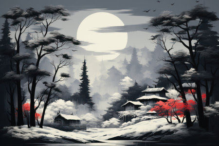 Snow-Covered Landscapes - Generative AIの写真素材