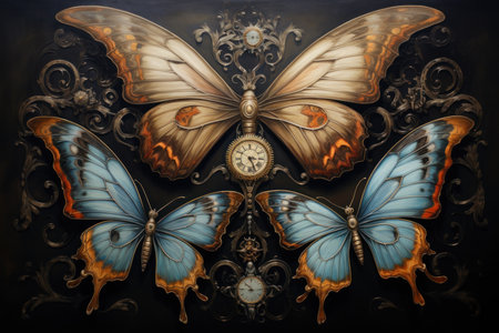 Whimsical Clockwork Butterflies - Generative AIの写真素材
