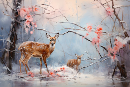 Wildlife in Winter - Generative AIの写真素材