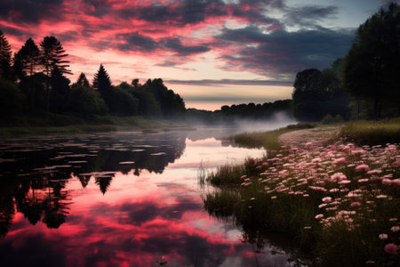 Serene Moonlit Meadows - Generative AIの写真素材