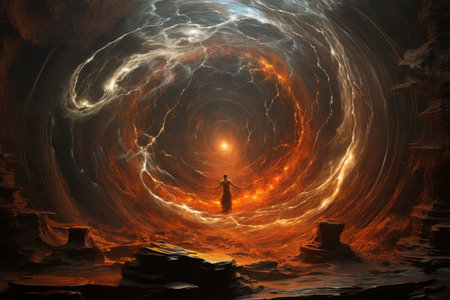 Whirling vortex elementals, conjuring powerful storms with their elemental prowess - Generative AIの写真素材