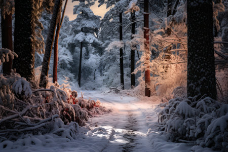 Snowy Forest Paths - Generative AIの素材