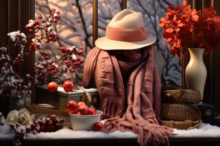 Winter Fashion: Showcase stylish winter attire, including scarves, hats, and coats. - Generative AIの素材