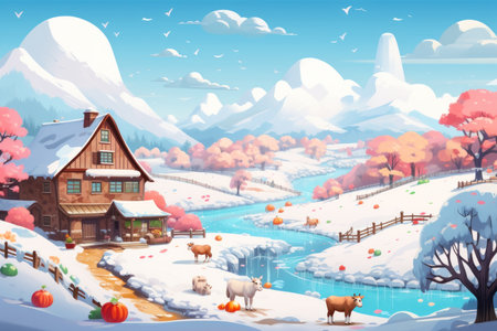 Winter Farm Scenes - Generative AIの素材
