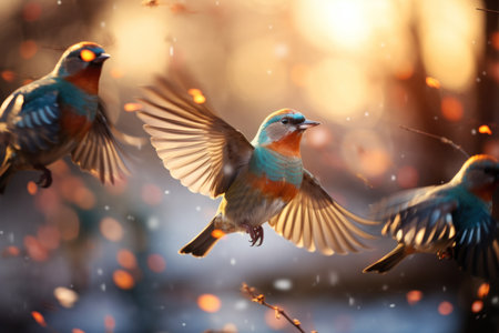 Winter Birds in Flight - Generative AIの素材