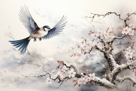 Winter Birds in Flight - Generative AIの素材