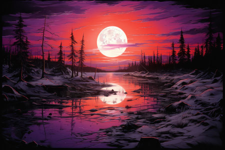 Frozen Lake Sunsets - Generative AIの素材