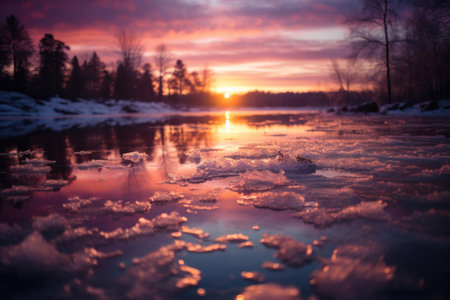 Frozen Lake Sunsets - Generative AIの素材
