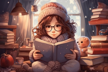 Cozy Winter Reading - Generative AIの素材