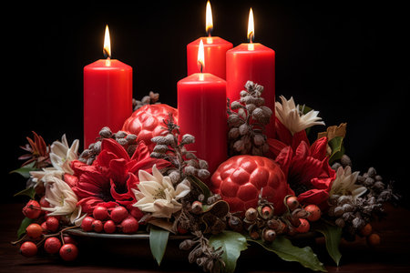 Candlelit Advent Wreaths - Generative AIの素材