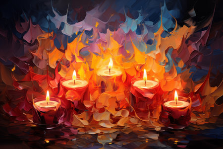 Candlelit Advent Wreaths - Generative AIの素材