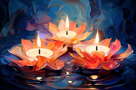 Candlelit Advent Wreaths - Generative AIの素材