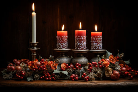 Candlelit Advent Wreaths - Generative AIの素材