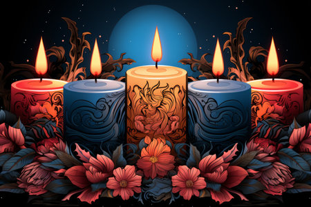 Candlelit Advent Wreaths - Generative AIの素材