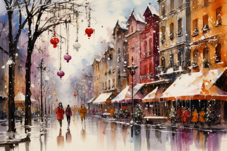 Festive Street Decor - Generative AIの素材