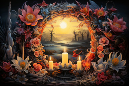 Candlelit Advent Wreaths - Generative AIの素材