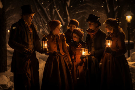 Carolers by Lamplight - Generative AIの素材