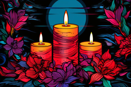 Candlelit Advent Wreaths - Generative AIの素材