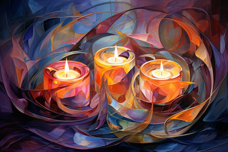 Candlelit Advent Wreaths - Generative AIの素材