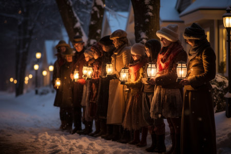 Carolers by Lamplight - Generative AIの素材