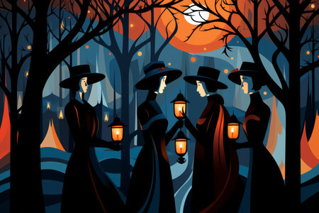 Carolers by Lamplight - Generative AIの素材