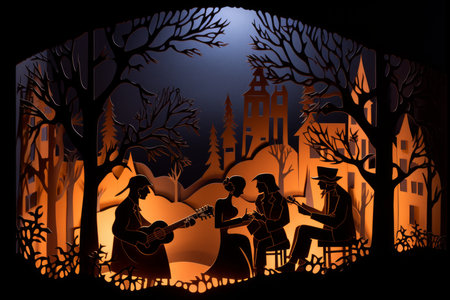 Carolers by Lamplight - Generative AIの素材