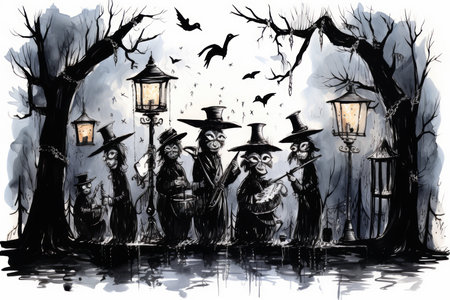Carolers by Lamplight - Generative AIの素材