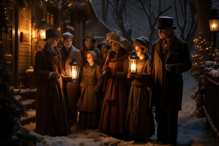 Carolers by Lamplight - Generative AIの素材