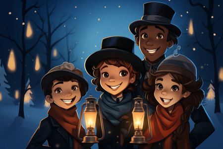 Carolers by Lamplight - Generative AIの素材