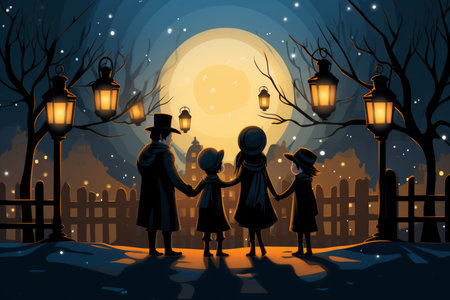 Carolers by Lamplight - Generative AIの素材