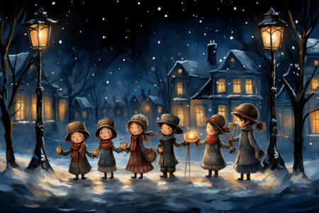 Carolers by Lamplight - Generative AIの素材