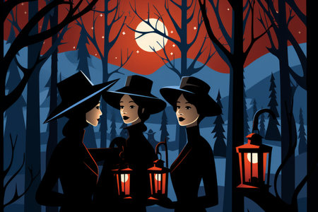 Carolers by Lamplight - Generative AIの素材