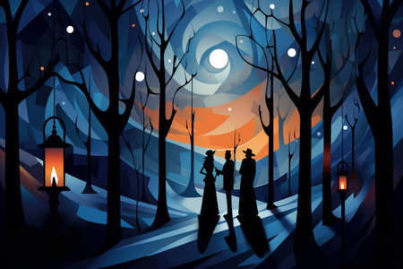 Carolers by Lamplight - Generative AIの素材
