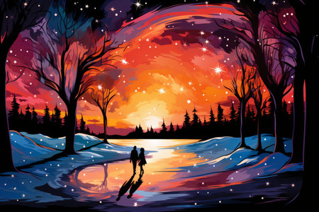 Ice Skating Under the Stars - Generative AIの素材