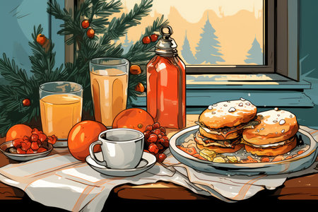 Christmas Morning Breakfast - Generative AIの素材